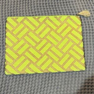 Mud Pie Neon Lime Geometric Cosmetic Pouch